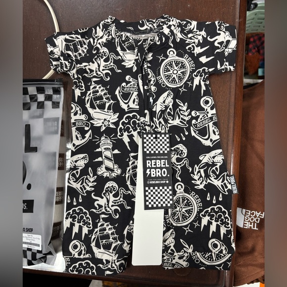 rebel bro Other - Rebel Bro Black and White Bamboo Zippy New Born Size. NEW WITH TAGS.
